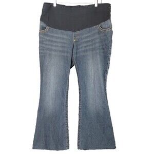 Destination Maternity Jeans XL Flare Leg Flap Snap Pockets Medium Wash Altered